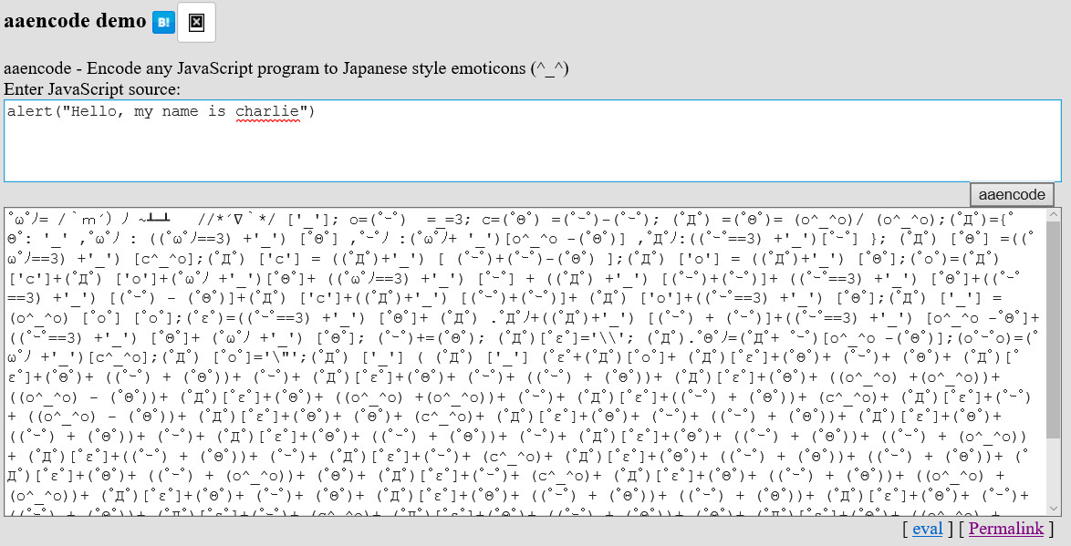 了解aaencode，原来这么有趣：）